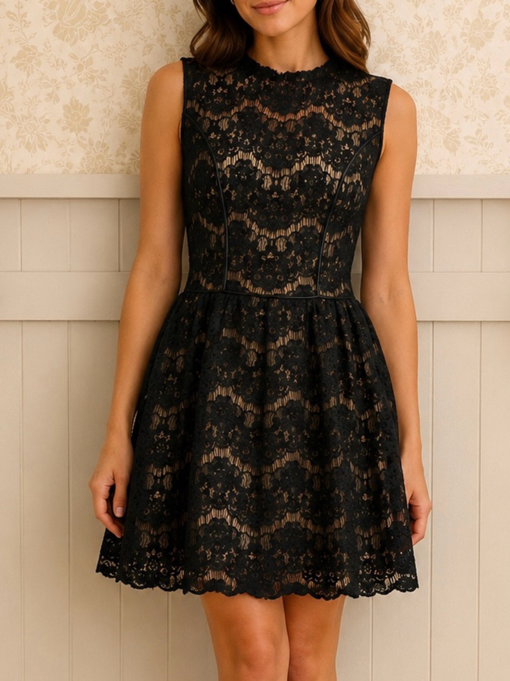 City Triangles Black Lace Sleeveless Fit & Flare Mini Dress
